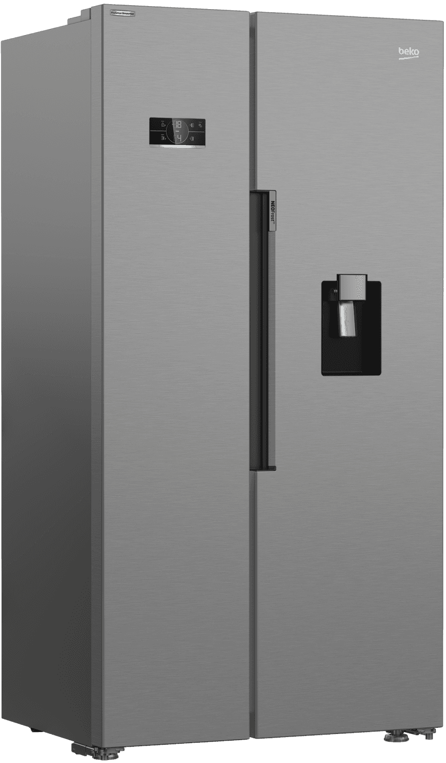 Réfrigérateur américain Beko GN163241DXBN – 576 L, NeoFrost, distributeur d’eau, Métal brossé